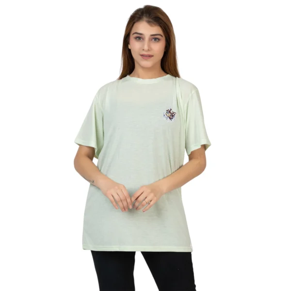 Nativity Clothing Pista Green Round Neck Graphics Oversized T-Shirt